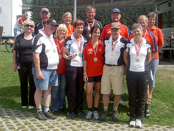 die 3 Erstplatzierten vom Mixed - Turnier